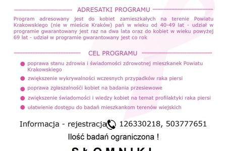 zdjęcie do aktualności - Badania Mamograficzne
